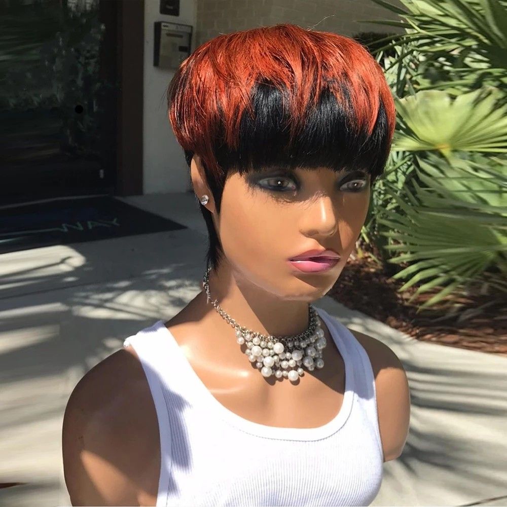 Ombre Red Color Short Wavy Bob Pixie Cut Wig Full Machine Made Non Lace  Human Hair Wigs With Bangs For Black Women From Sexyladyhair22, $9.23 |  DHgate.Com