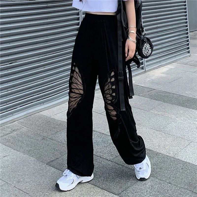 Compra Pantalones Mujeres Verano Coreano Negro Pantalones Casuales Suelta  Hueco Mariposa Pantalones De Pierna Recta De Talla Grande Deportes  Pantalones Barato | Entrega Rápida Y Calidad | Es.Dhgate