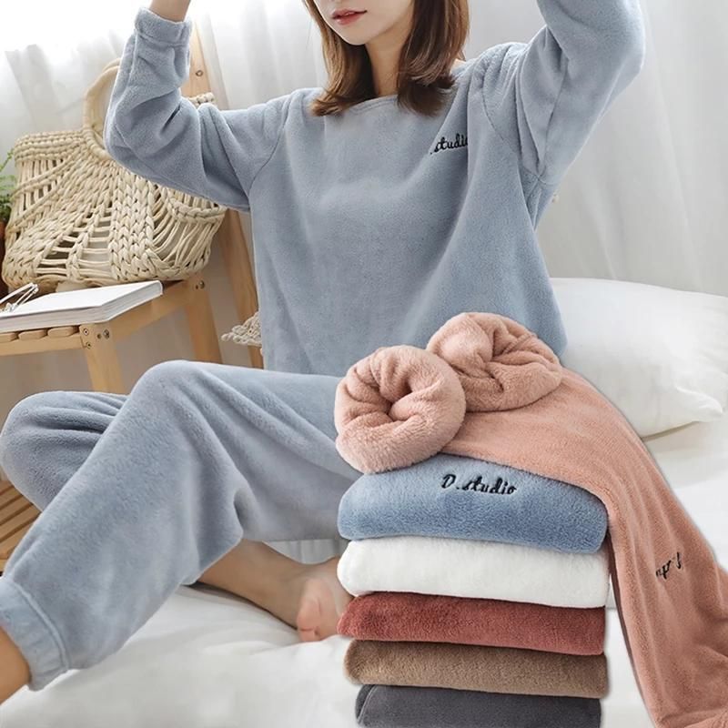Compra Franela De Invierno Femenina Pijama Pijama Pijamas Pijamas Pijamas  Home Wear Thick Warm Tights Set De Mujer Sudadera De Otoño Barato | Entrega  Rápida Y Calidad | Es.Dhgate