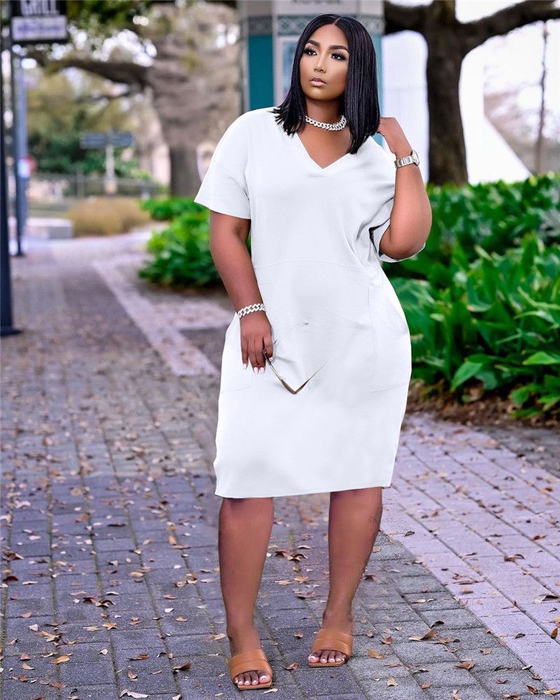 Plus Size S 3xl Women Dresses Short Sleeve One Piece Dress Loose Packet Skirts Casual Summer Clothing Solid Color Black Midi Skirt Sports Wear Dhl 4792 From Sell Clothing 15 74 Dhgate Com