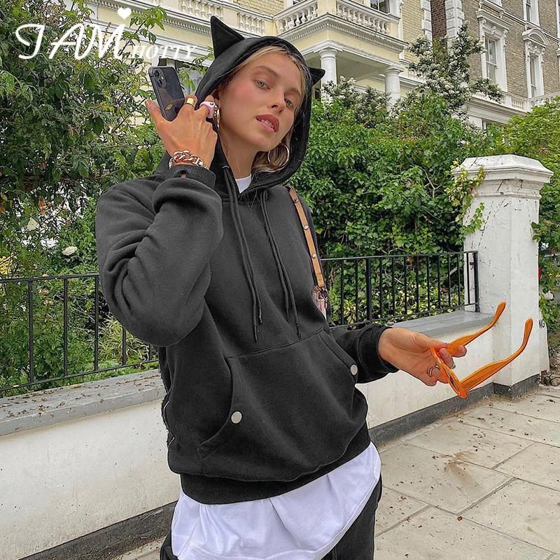 Compra Sudaderas Con Capucha Para Mujer Sudaderas Para Gatos Kawaii Black  Sudadera Con Capucha Mujer Bolsillos De Manga Larga Tops Capucha Sudadera  Sudadera Sudaderas Góticas Jerseys Fal Barato | Entrega Rápida Y