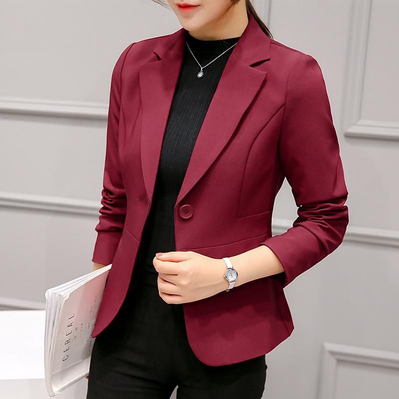 Trajes de mujer Blazers Blazer Chaqueta Chaqueta Formal Abrigo Negocios Manga Larga Fahion Outwear Maroon