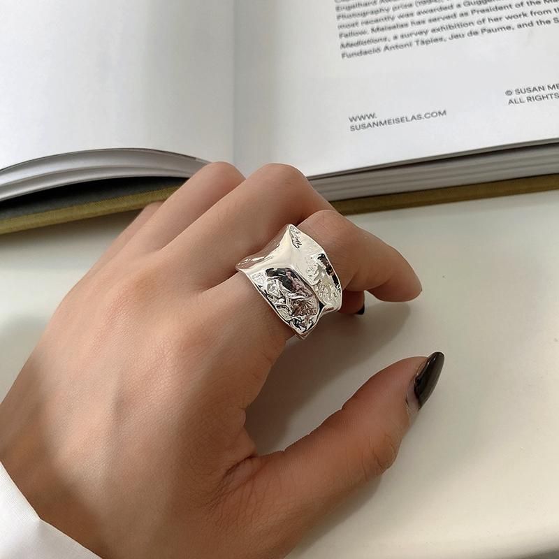 925 Anillo De Textura Irregular De Plata Esterlina Anillo De 
