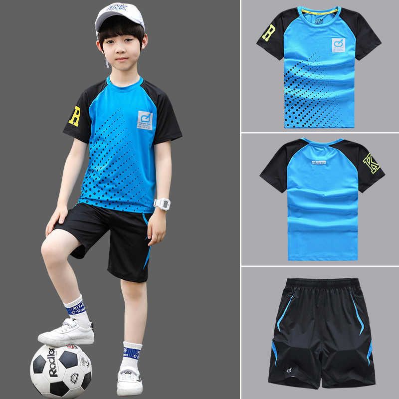 Nuevo traje de para de niños Ropa infantil Set de verano Soccer Adolescente Deporte Niños Niños Ropa para niños pequeños para 6 8 10 12 años x0802