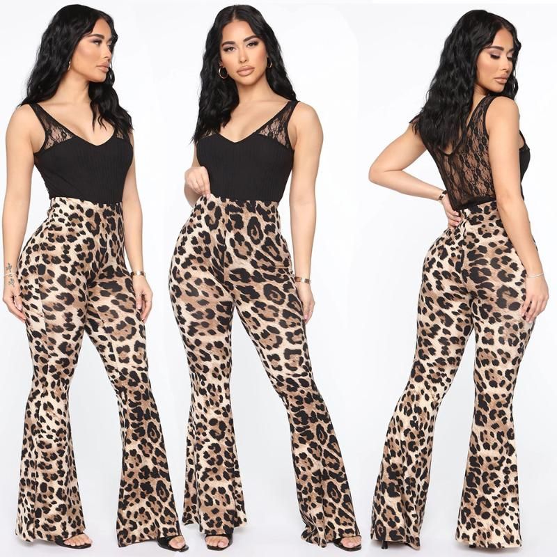 Pantalones Promod Mujer | Pantalón Talle Alto Leopardo Estampado Kaki •  Pascale Mercier
