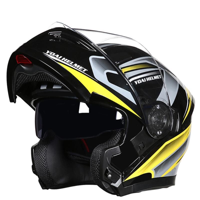 Motorcycle Helmets Helmet Open Face Casco Moto Racing Motocross Double Lens Visor Black Capacete Da Motocicleta