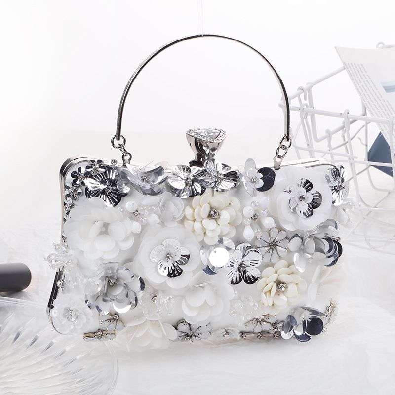 new style silver flower bag