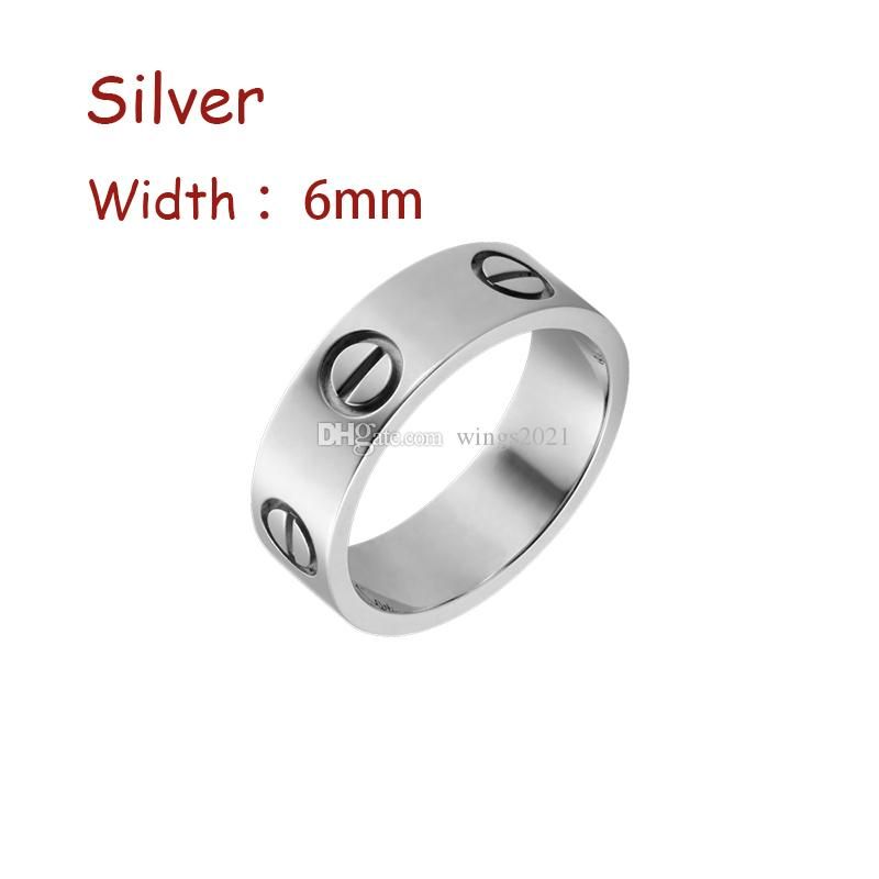 Argento (6mm) -Love anello