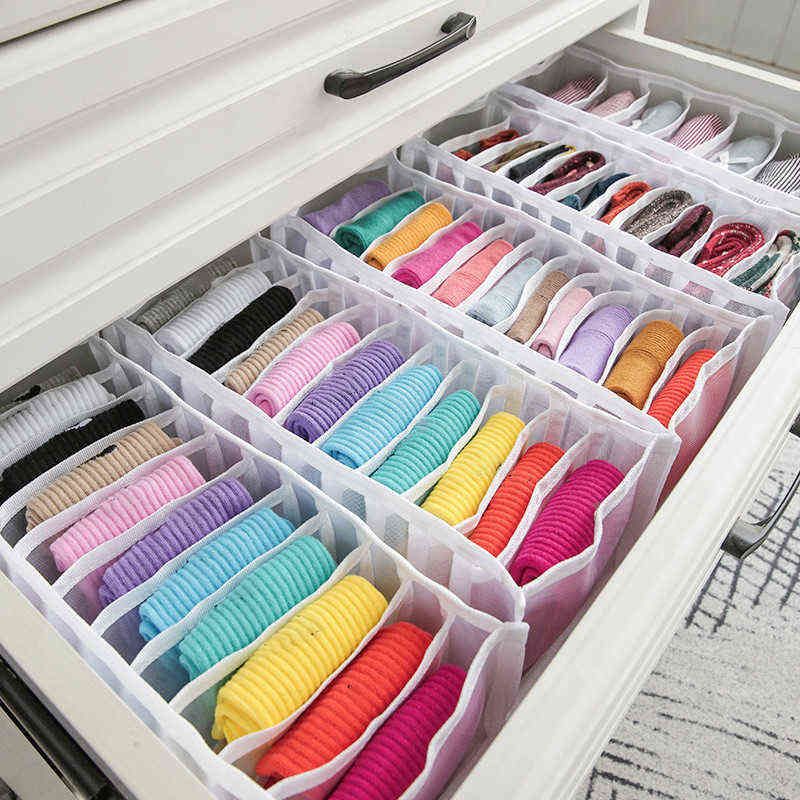 Bra and Panty Drawer Organizer with Lid, Closet Storage Box Drawer  Organizer for Lingerie and Intimates with Compartments
