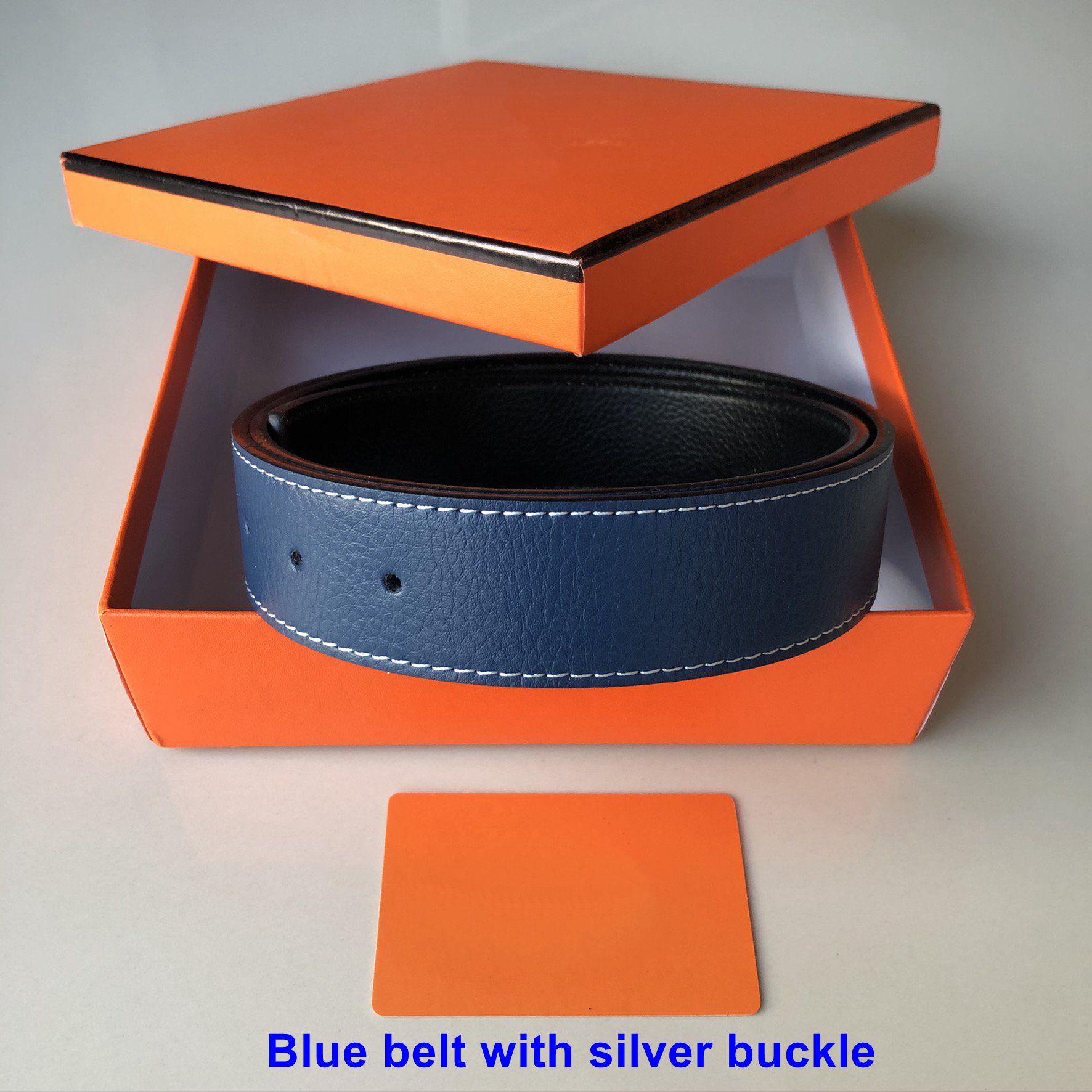 Blue belt with silver buckle