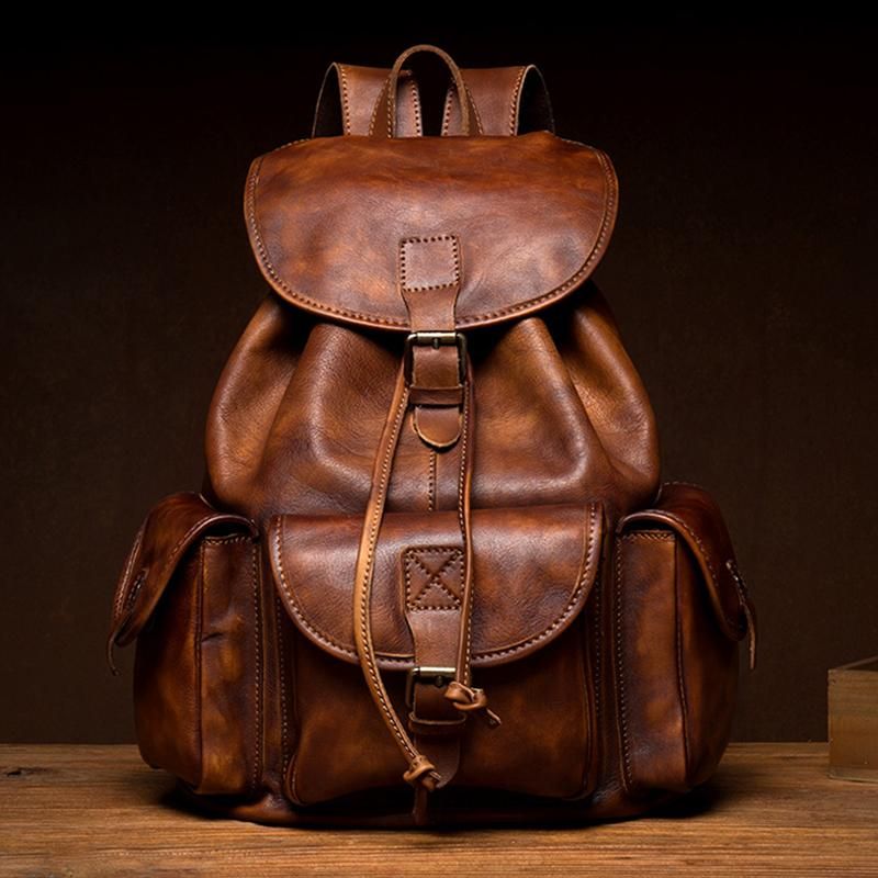 Compra Mochila Llena De Grano De Cuero Para Hombre Cuero De Vaca Portátil  Escuela Genuina Colección De Piel De Viaje Mochilas De Viaje Barato |  Entrega Rápida Y Calidad | Es.Dhgate