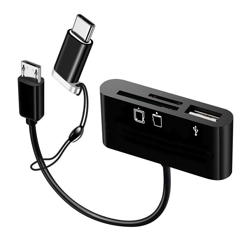 2 unids / lote Teléfono celular Adaptador Tarjetas Lector Micro USB / Tipo Lectores de tarjetas SD OTG Adaptadores de cable USB de datos para teléfonos móviles MacBook Samsung Huawei