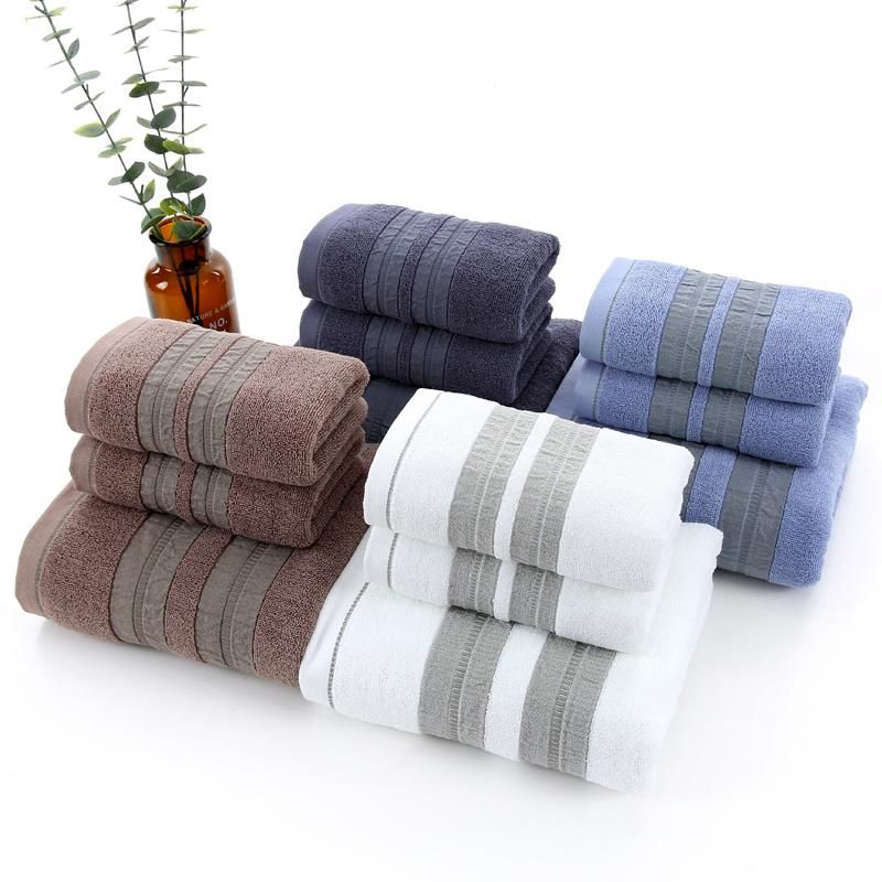 3pcs 100% Cotton Towel Set Luxury Look Face Hand Towel Gym Bath Towels Bathroom 