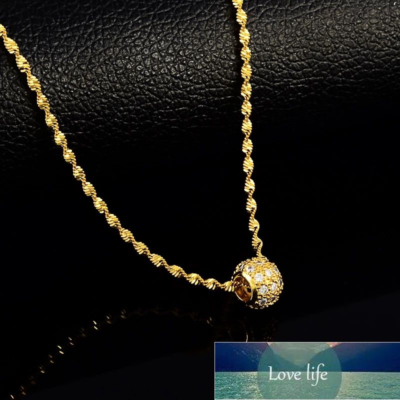 Fashion Lucky Beads Authentic 24k Gold Necklace 2mm46cm Water