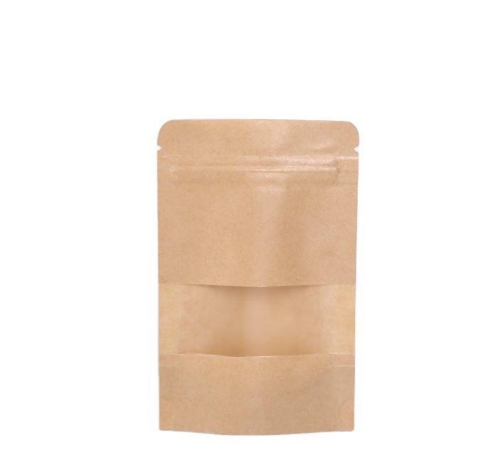 2021 Kraft Sac en papier 12 tailles Stand up Food Dried Food Dried Tea Emballage Pochettes Papiers Kraft Fenêtre Fenêtre Sac à fermeture à glissière