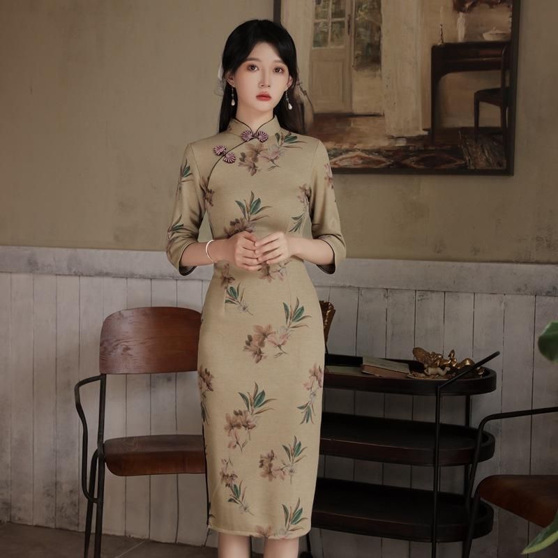 Vintage Cheongsam Vestidos chinos Vestido de chicas Qipao Moderno Fiesta Women Cheongsams