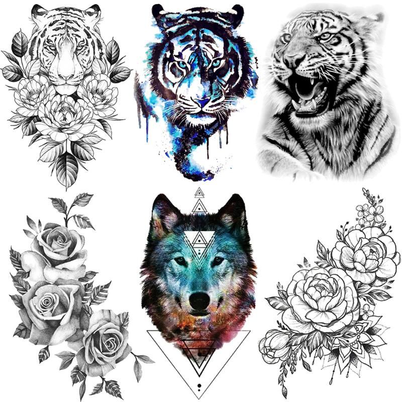 Temporary Tattoos Blue Water Color King Tiger Tattoo For Men HTH196 Boy Body Art Arm Tatto Chest Fake Waterproof Flash Stickers Temporary Tattoos Blue Water Color King Tiger Tattoo For Men HTH196 Boy Body Art Arm Tatto Chest Fake Waterproof Flash Stickers