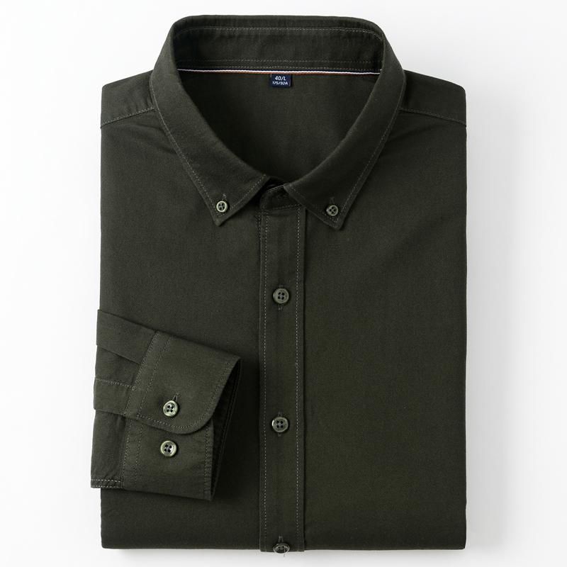 Camisa de algodón Oxford de 100% para hombre,camisa informal #Gray 