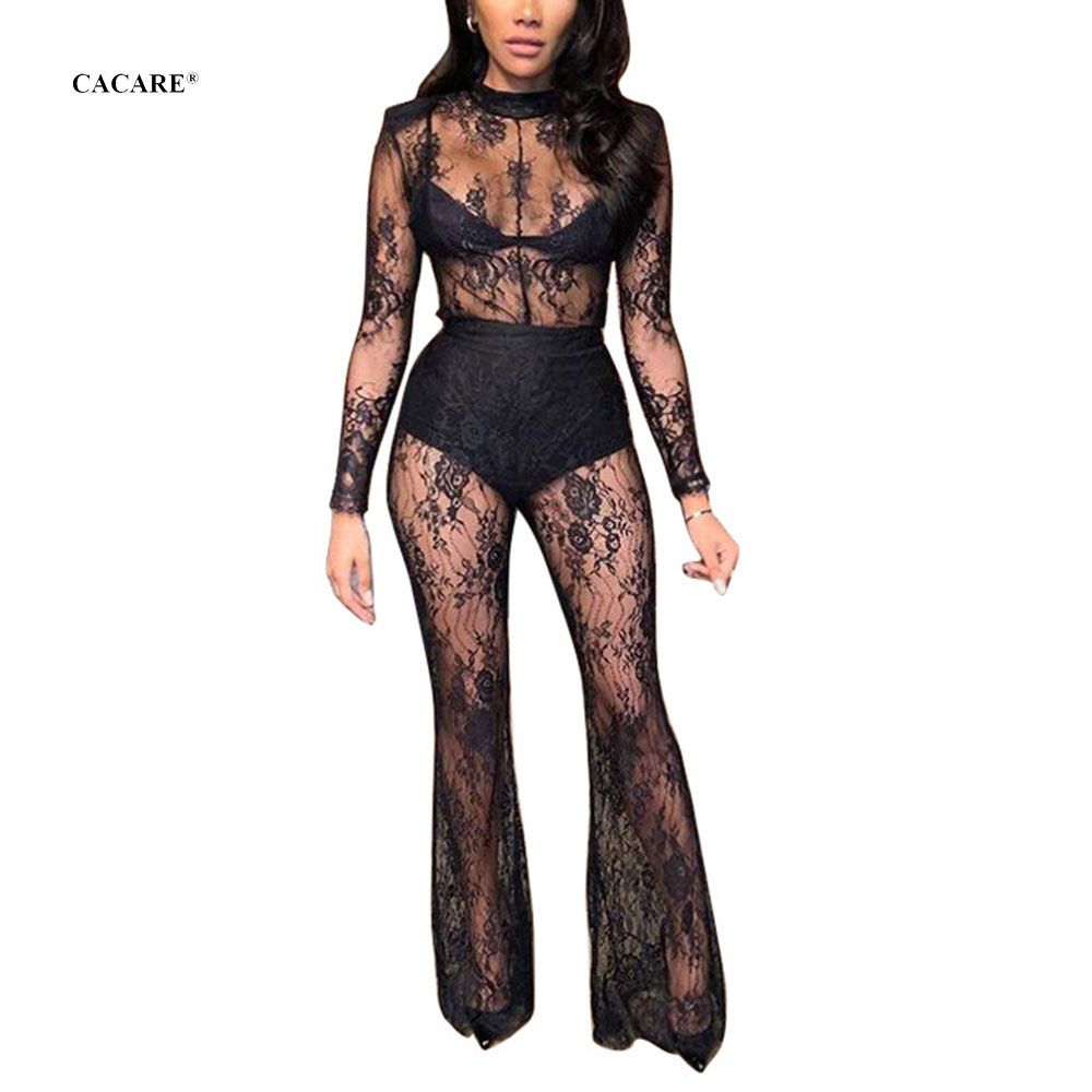 UUYUK Women Lacy Lace Bodysuit See Through Club Rompers Jumpsuit