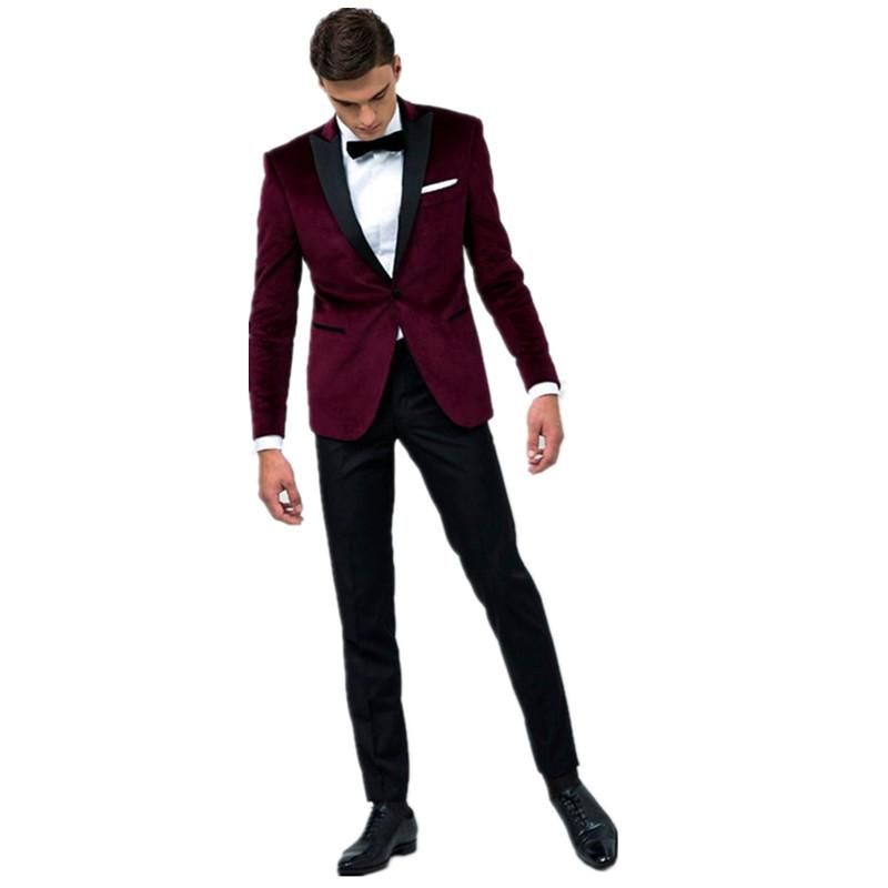 Compra Moderno Vino Red Hombres Trajes De Novia Groom Custom Hecho De  Encargo Pantalones Negros Pantalones De Negocios Formales Blazers Barato |  Entrega Rápida Y Calidad | Es.Dhgate