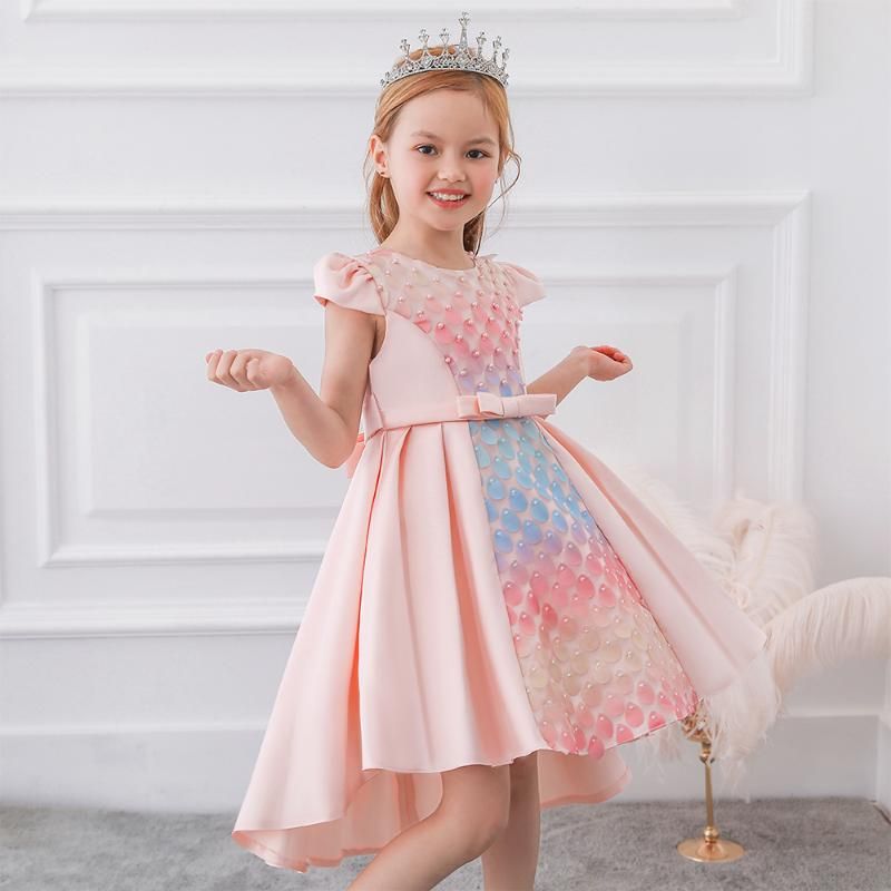 Vestidos de niña arrastrando gotitas coloridas con cuentas para niñas elegante bola vestido princesa noche ropa Vestidos de niña arrastrando gotitas coloridas con cuentas para niñas elegante bola vestido princesa noche ropa