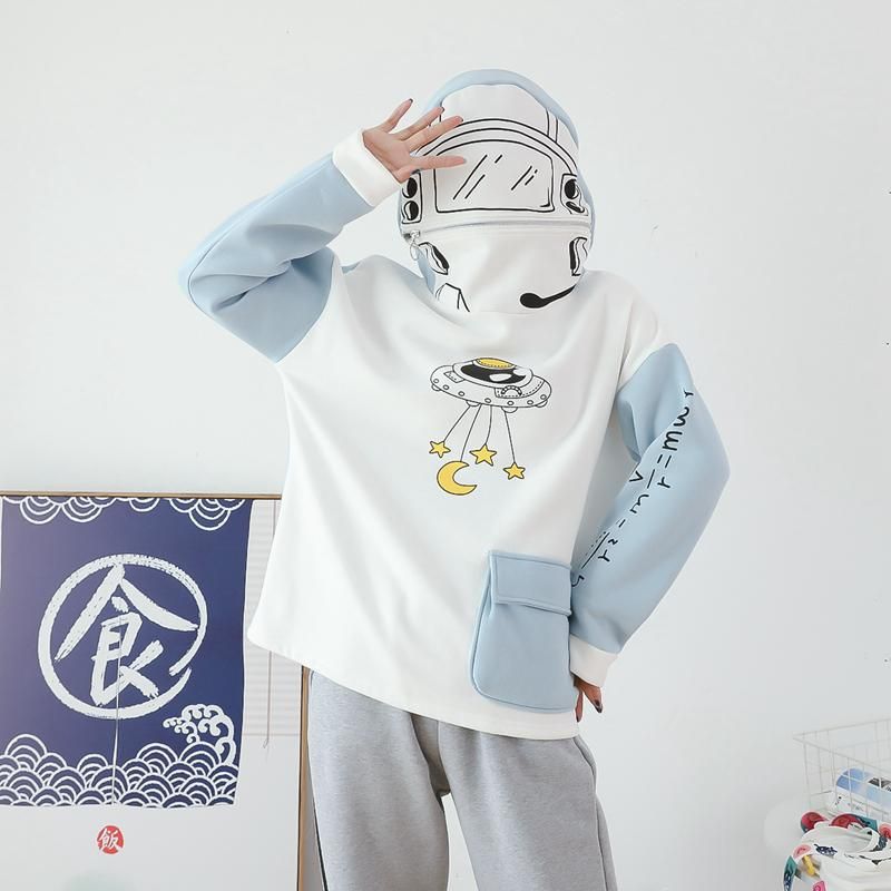 Compra Sudaderas Con Capucha Para Mujer Sudaderas Dibujos Animados UFO  Imprimir Harajuku Fleece Mujeres 2021 Invierno Trazado Grueso Sudadera Con  Capucha Pull Plus Trimol Barato | Entrega Rápida Y Calidad | Es.Dhgate