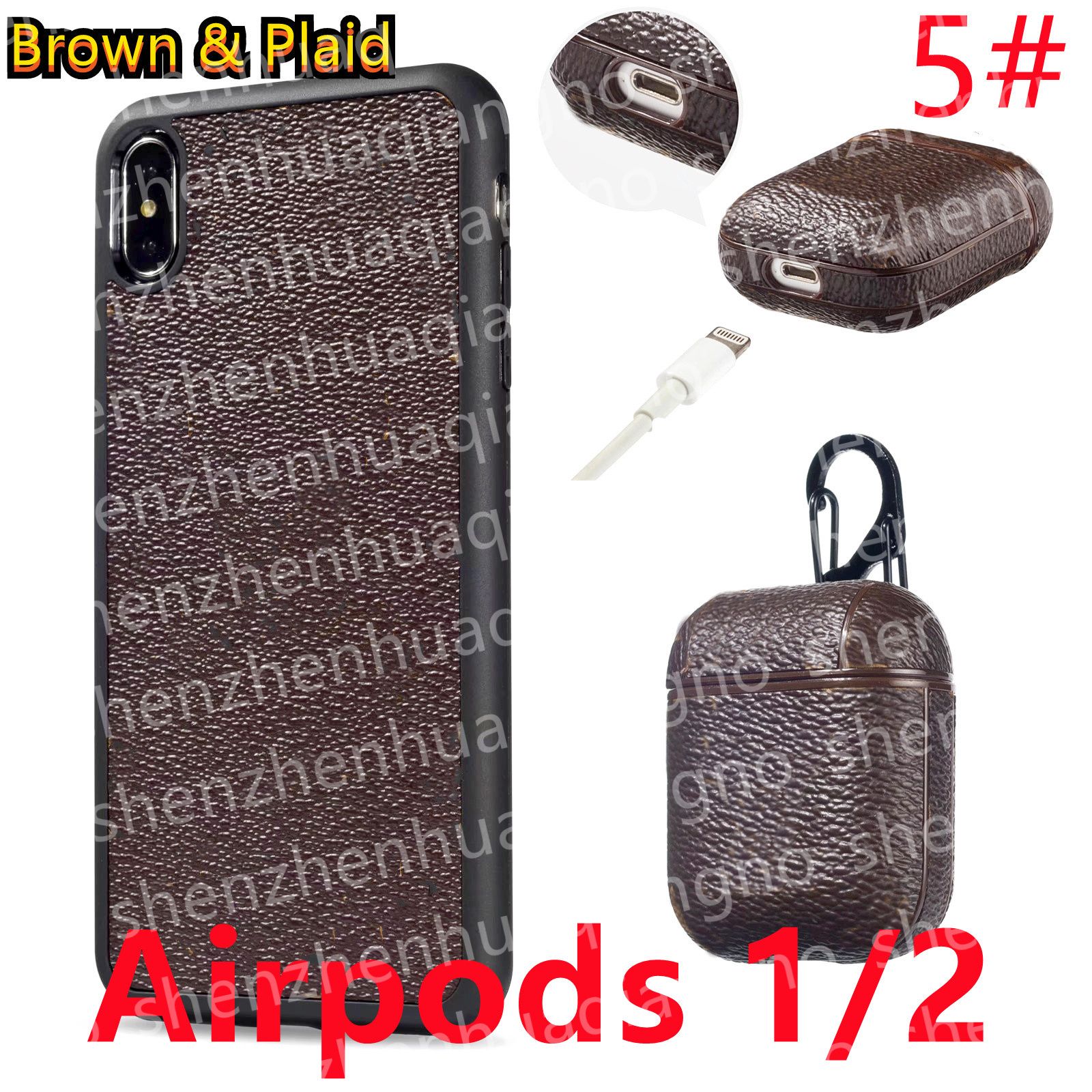 5#[l] AirPods 1/2 브라운 격자 무늬