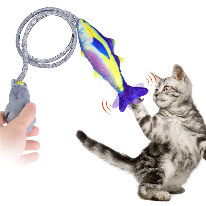 Floppy Fish Cat Kick Chew Toy Interactive Catnip Realistic Manual Airbag Wiggle Tail Kitten