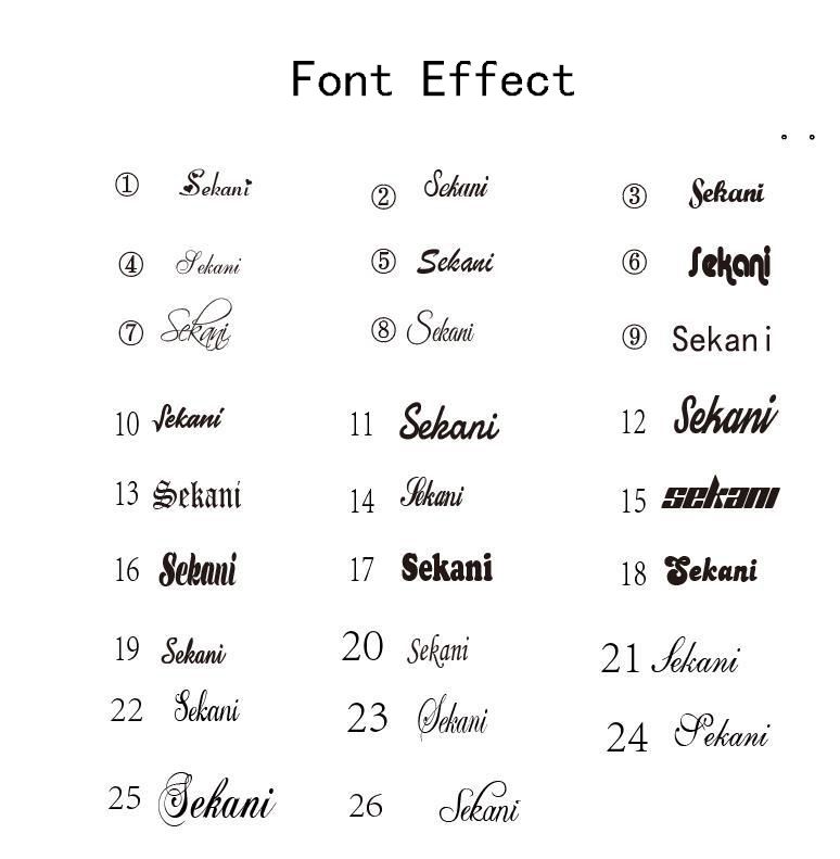 Veuillez noter les lettres et les polices