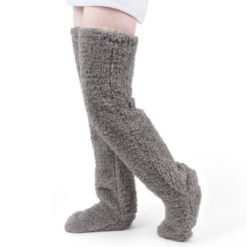 Winter Plush Over Knee High Socks Women Thigh Stockings Thermal Warm Long Stocking Leg Warmer Femal Wamer Sports