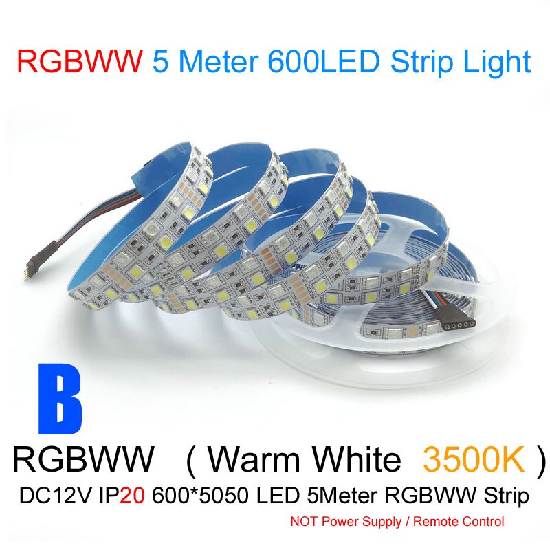 B-IP20 RGBWW（3500Kウォームホワイト）5M / 600LED