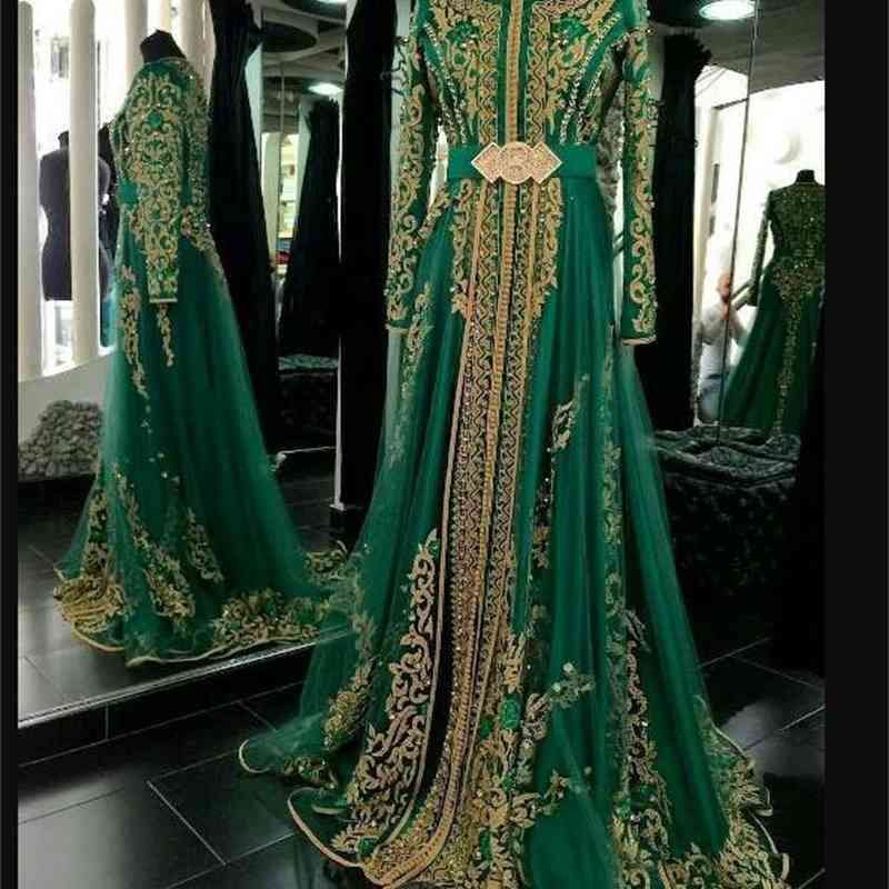 hunter green and gold dress
