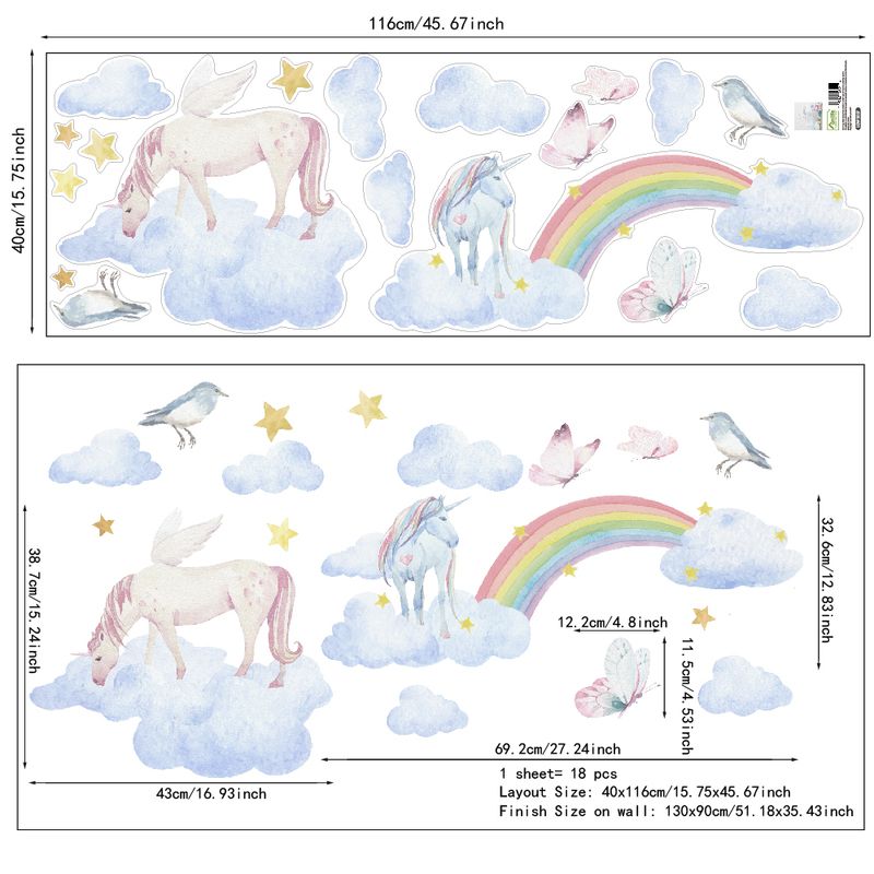 Licorne au-dessus du ciel-40x116cm 0,46 m²