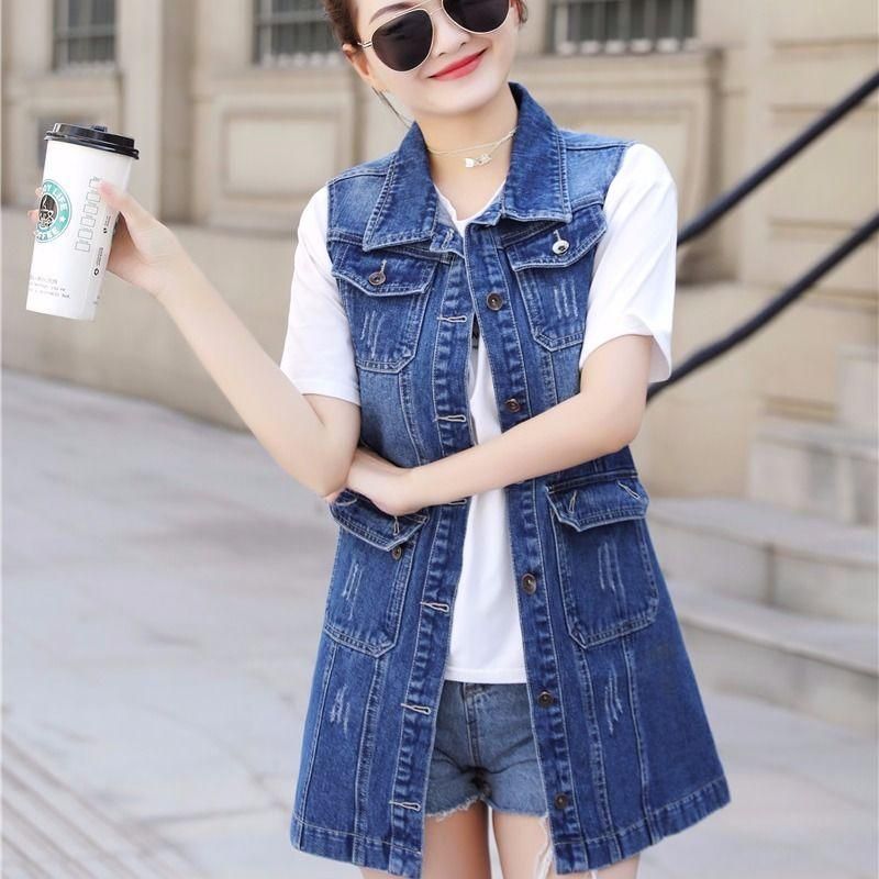 Compre Chaqueta De Mezclilla De Primavera Ropa De Mujer Grande 100kg Más  Hermana Gorda Coreana Sin Mangas Jeans Chaleco Rompevientos Japonés Ropa  Chaquetas A 25,72 € Del Choxxxcomb | Es.Dhgate.Com