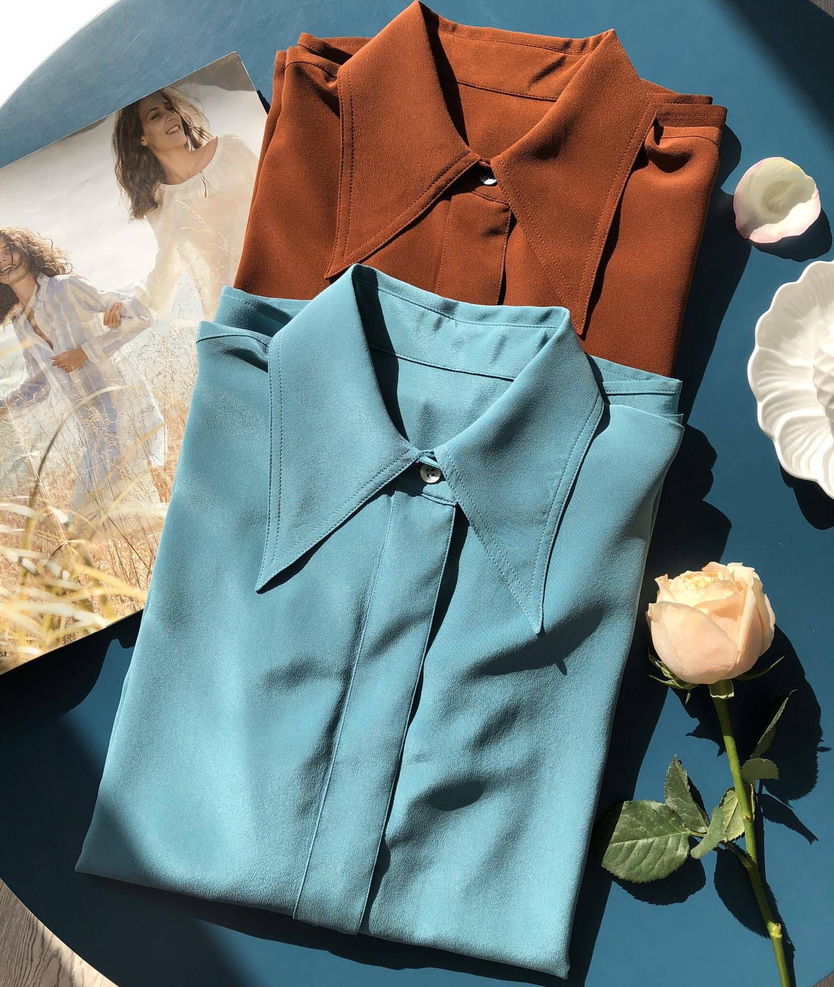 camicia con colletto grande