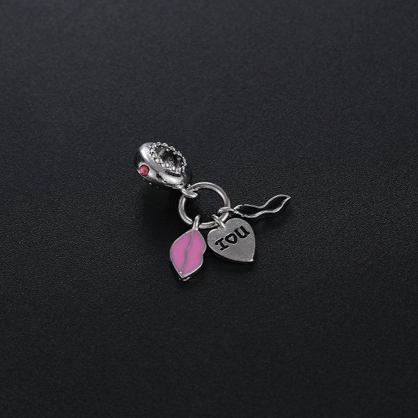 Se adapta a las pulseras Pandora 20pcs Beard Barba Red Lip Dangle Los encantos de plata se adaptan a Pandora Charms Pulsera Pulsera Beads para la de joyas 925 amuletos de