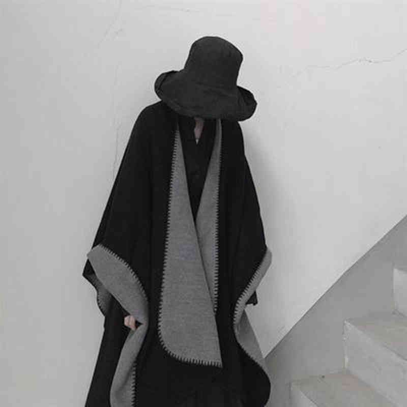 Double Sided Shawl - Black Grey