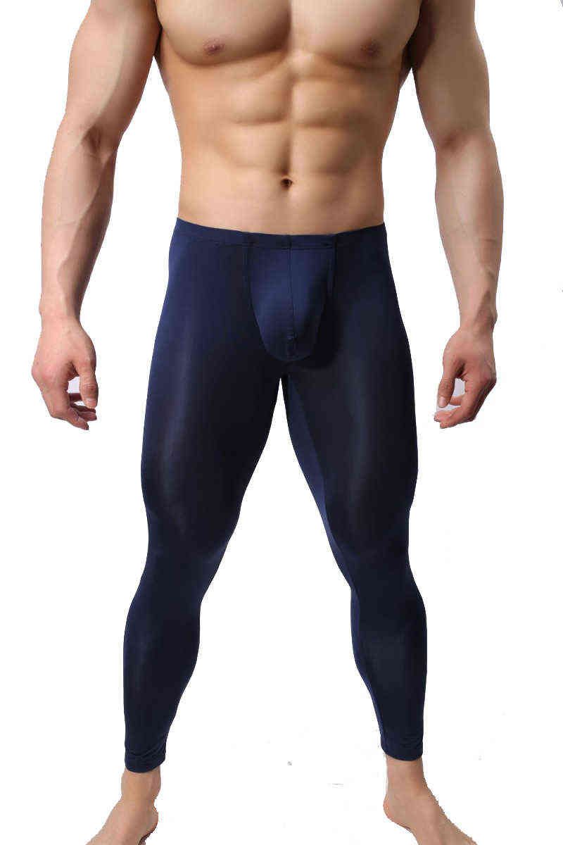 Mens Long Johns Bulge Pouch Underwear Thermal Pants Basic See Through ...