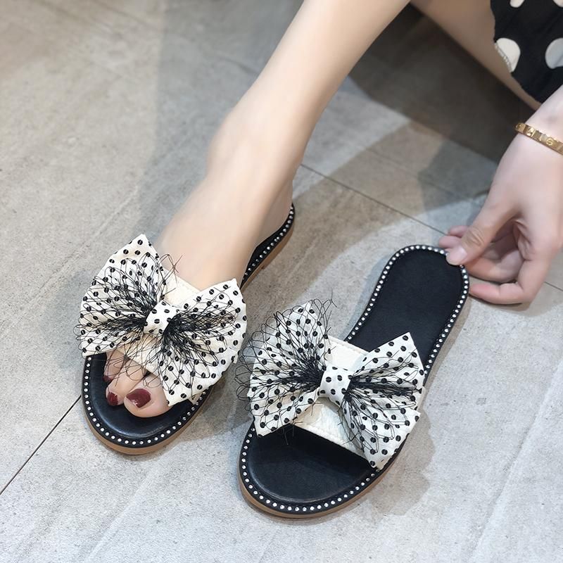 2021 Slippers Dames Flip Flops Voor Vrouwen Zomer Slijtage All Match 2021  Platte Bodem Fashion Boog Fee Fee Wind Open Teen Sandalen Van Besame, 12,75  € |DHgate