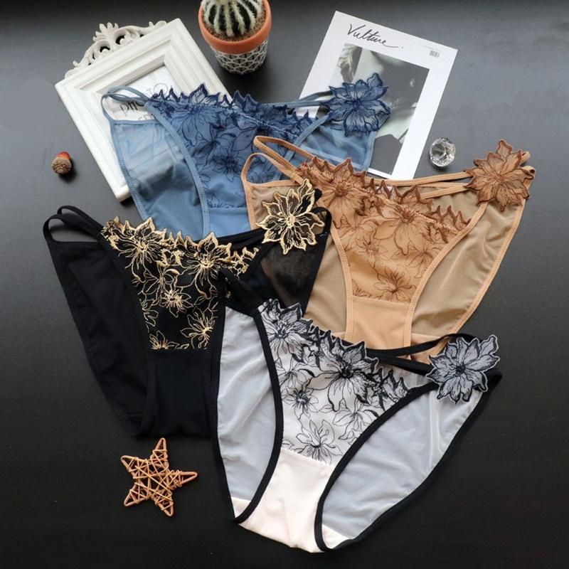 Compra Bragas De Las Mujeres Maduras Encaje Sexy Flor Bordado Ropa Interior  De Cintura Baja Malla Transparente Hueco Tentación De La Moda Barato |  Entrega Rápida Y Calidad | Es.Dhgate