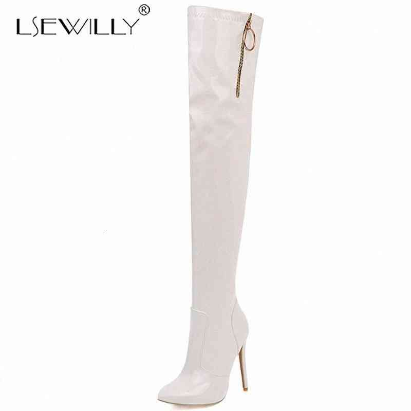 Compre Lsewilly Plus Size 30 48 Moda Sobre Las Botas De La Rodilla Botas  Puntiagudas Con Cremallera Botas Largas Delgado Zapatos De Tacón Alto De  Las Mujeres PROM K196 F7B4 # A