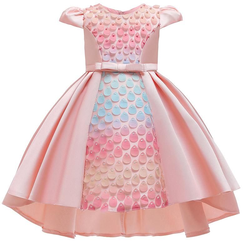 Vestidos de niña arrastrando gotitas coloridas con cuentas para niñas  elegante bola vestido princesa noche ropa