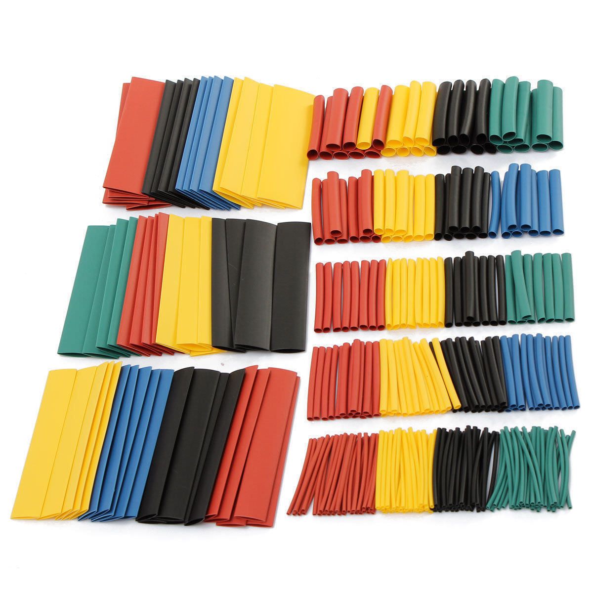 328 Pcs 5 Colors 8 Sizes Assorted 2:1 Heat Shrink Tubing Wrap Sleeve Kit TSUS
