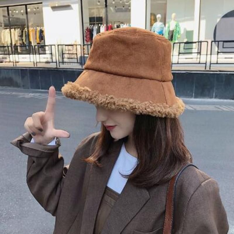 Women Winter Faux Fur Bucket Hat Ear 