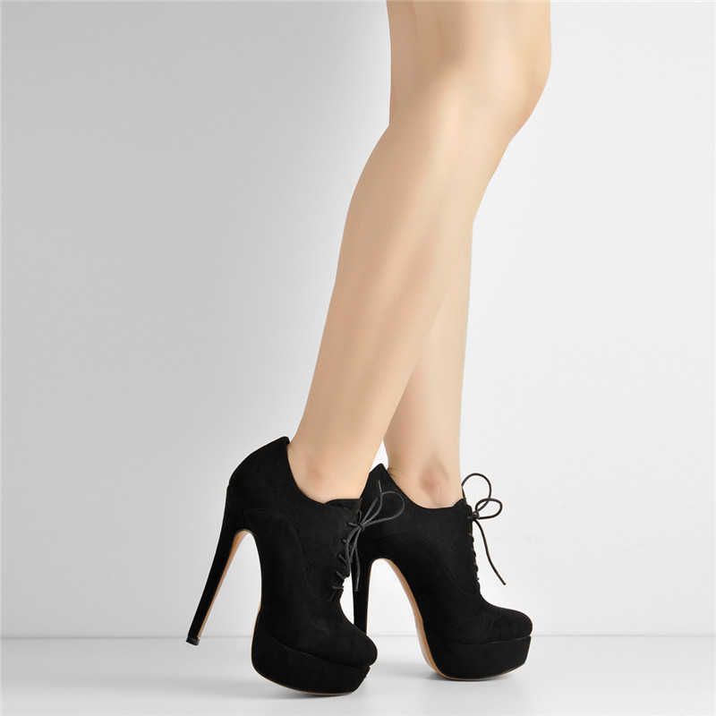 Onlymaker Womens Platform Sexy High Heel Ankle Boots Lace Up Stiletto  Comfortable Party Flock Booties Plus Size US5~US15 210626 From Dou07,  $80.02 | DHgate.Com