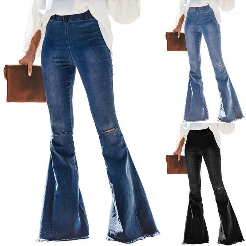 Compra Bridalee Algodón Poliéster Elastano Mujeres Destruidas Flare Jeans  Cintura Elástica Campana Parte Inferior Dobladillo Pantalones De Mezclilla  Mujeres Barato | Entrega Rápida Y Calidad | Es.Dhgate
