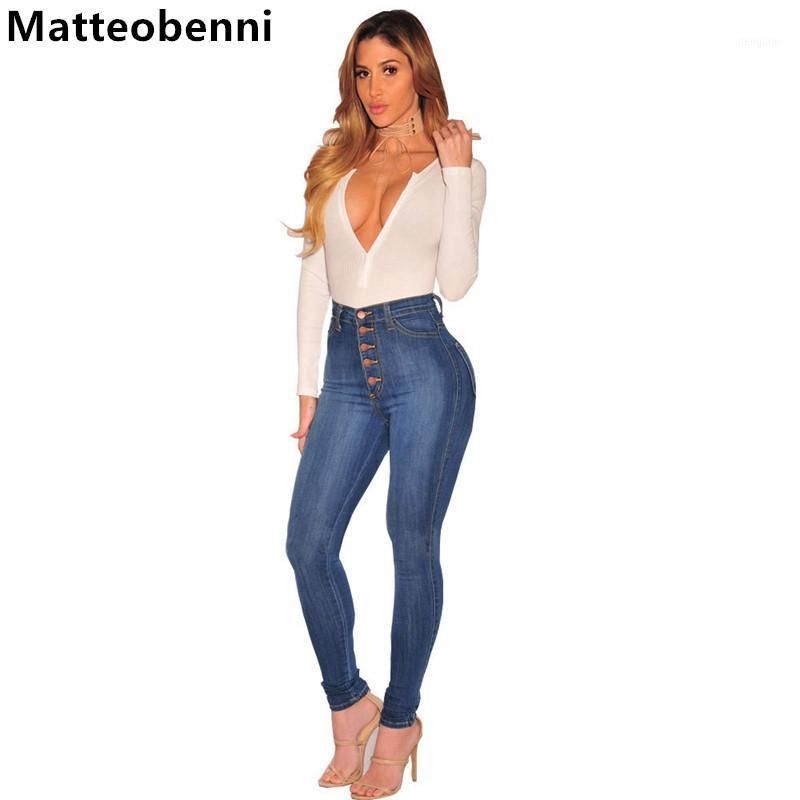 Compra Botones Moda Jeans Mujeres Pantalones Lápiz Pantalones Altos Cintura  Sexy Slim Elastic Skinny Denim Pantalones Ajuste Mamá Mamá Plus Tamaño  Barato | Entrega Rápida Y Calidad | Es.Dhgate