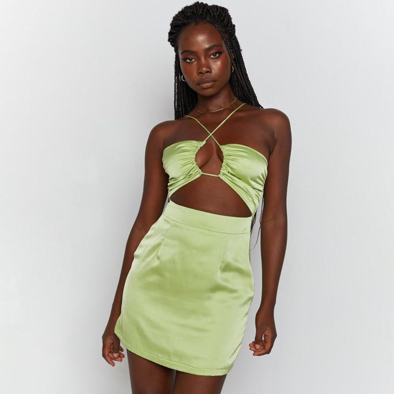 Womens Sexy Club Streetwear Kilt Silk 