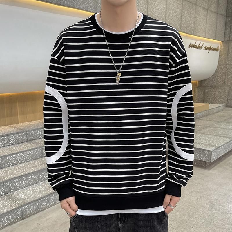 Sudadera De Hombre Otoño Invierno Cuello Redondo Rayas Jerse Sudadera De Hombre Otoño Invierno Cuello Redondo Rayas Jerse
