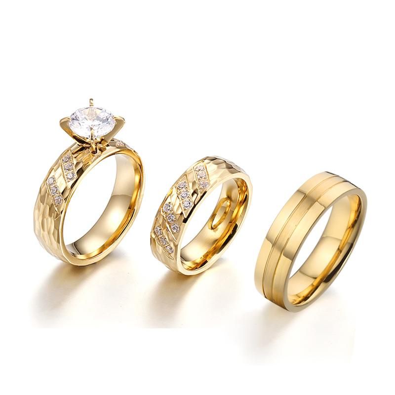 Compre Anillos De Boda 3 Piezas De Lujo Diseñador De Lujo Conjunto De  Compromiso Para Hombres Y Mujeres De Color Oro Alianza De Color De Oro  Matrimonio Regalo De Aniversario A 13,81